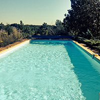 Swimming pool at Le Batut, accommodation in France.