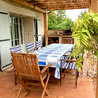 Outdoor dining at Le Batut, accommodation in France.